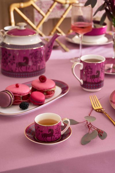 Set/2 Espresso Cups & Saucers Pip's Deerest Darling Pink 120ml