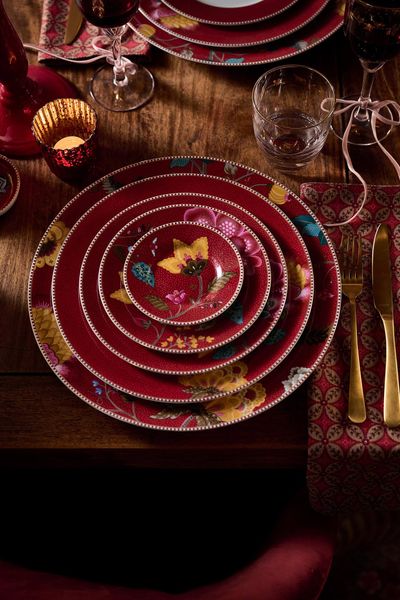 Soup Plate Blooming Tales Dark Red 21.5cm
