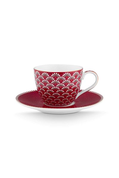 Espresso Cup & Saucer Blooming Tales Dark Red 120ml