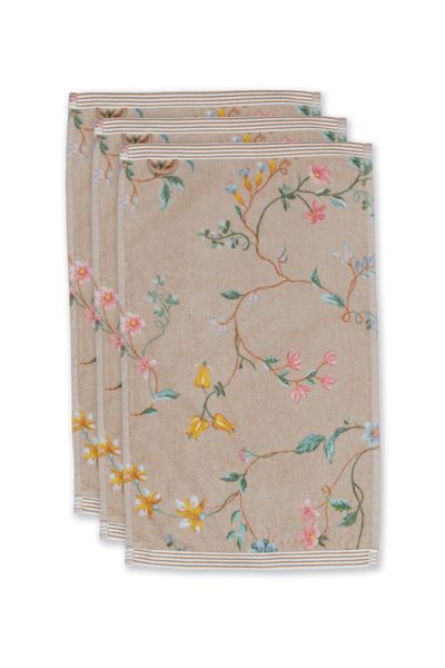 Guesttowel Set/3 Les Fleurs Khaki 30x50 cm