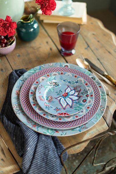 Plate Flower Festival Light Blue 17cm