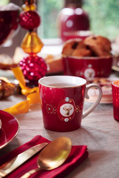 Mug Love Birds Medallion Deer Dark Red 250ml