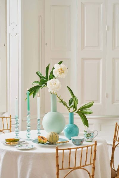 Vase Metal Large Matt Light Blue 42cm