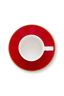 Espresso Cup & Saucer Love Birds Stripes Red-Pink