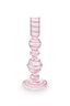 Candle Holder Glass Swirl Pink 22cm
