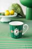 Set/2 Mugs Large Love Birds Medallion Stripes Emerald-Green
