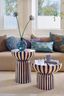 Side Table Metal Blue/Beige High