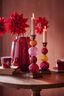 Candle Holder Glass Bead Red/Yellow 30cm